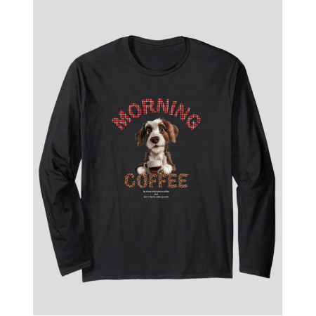 Women's Long Sleeve T-shirt "Morning Coffee Dog"