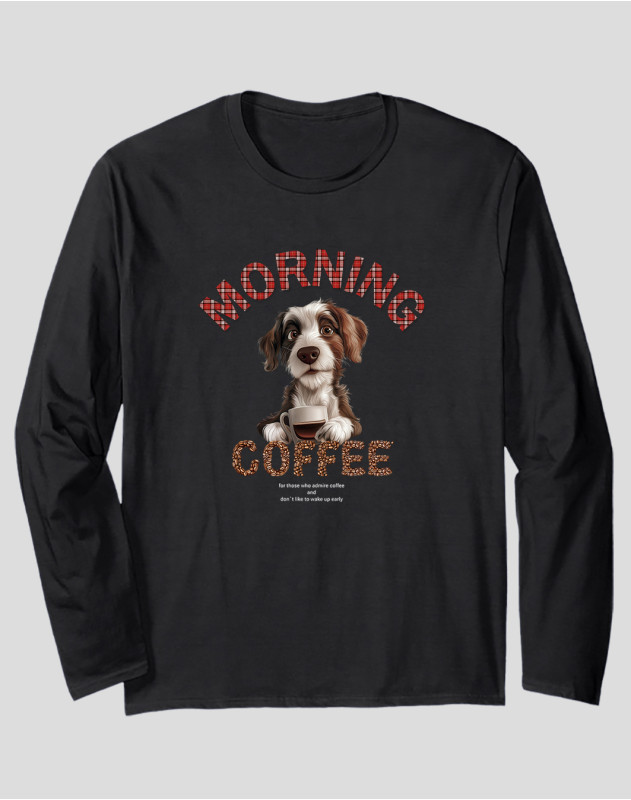Men's Long Sleeve T-shirt "Morning Coffee Dog"
