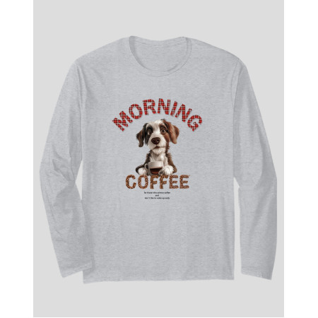 Women's Long Sleeve T-shirt "Morning Coffee Dog"