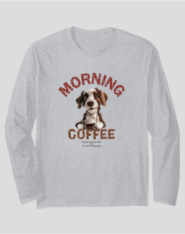 Men's Long Sleeve T-shirt "Morning Coffee Dog"