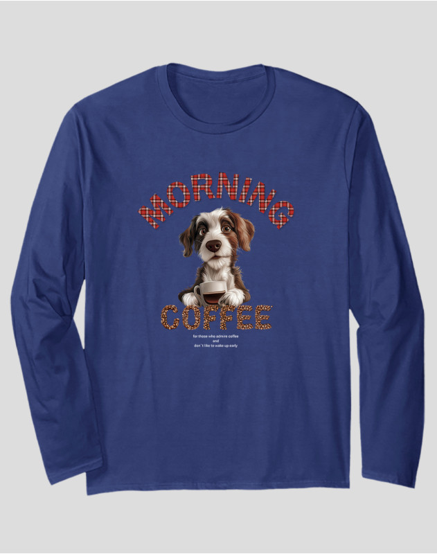 Men's Long Sleeve T-shirt "Morning Coffee Dog"