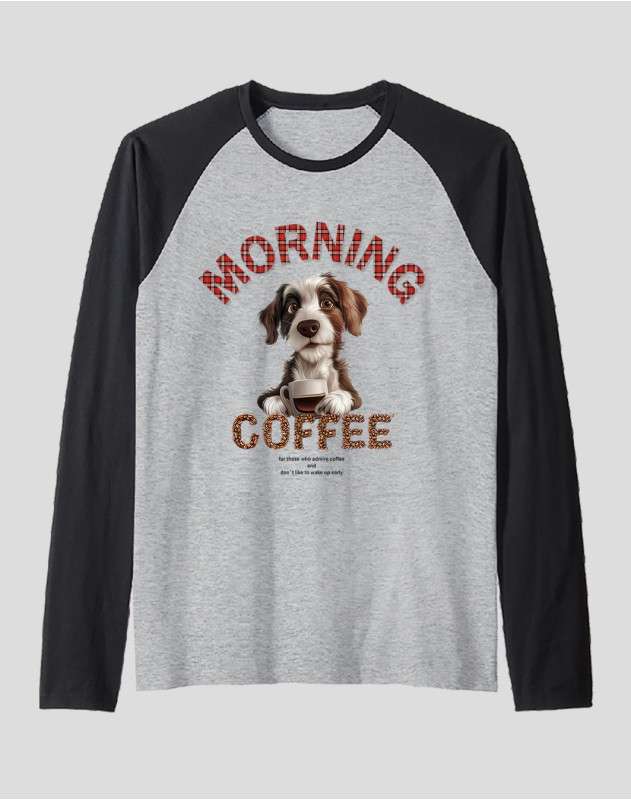 Men's Raglan "Morning Coffee Dog"